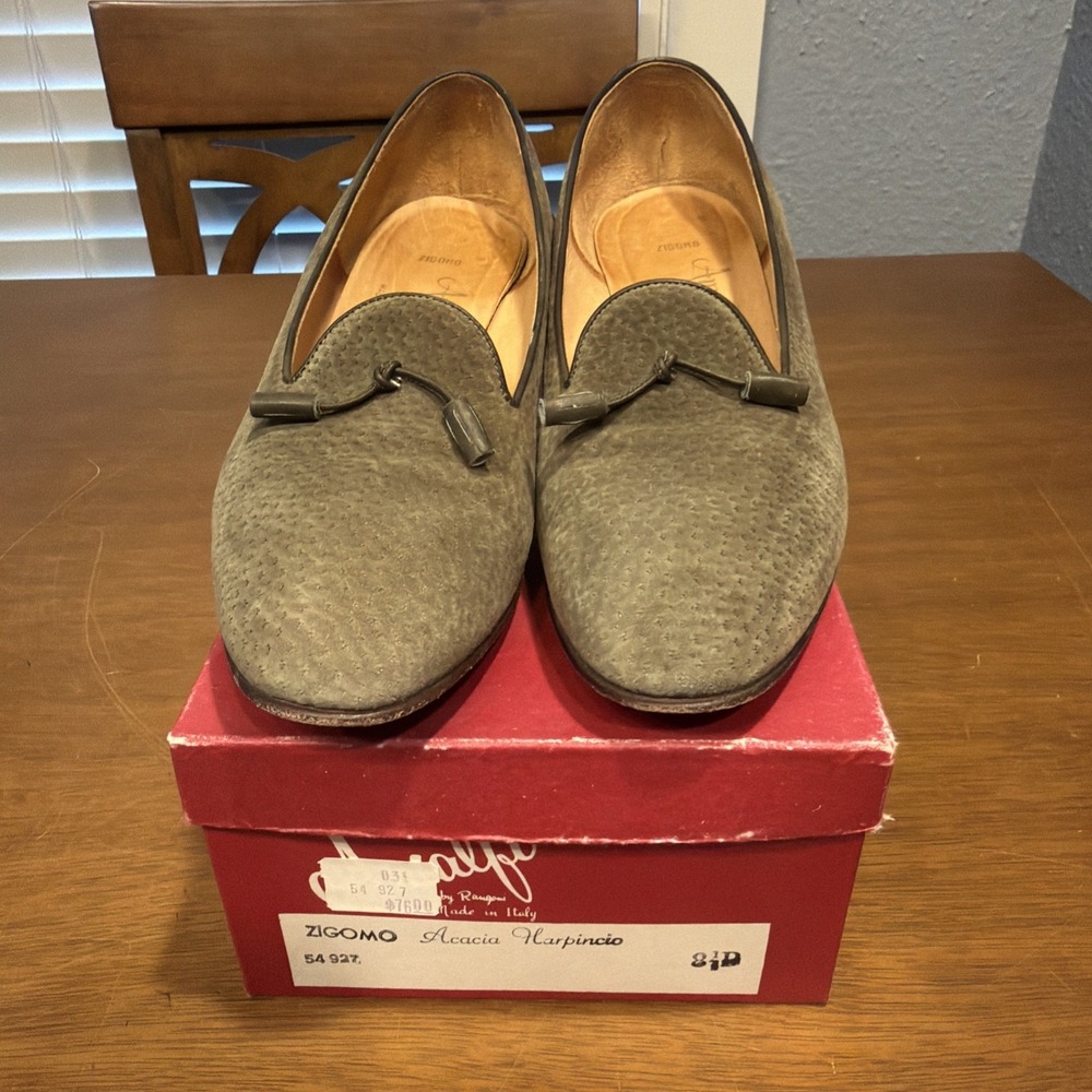 Vintage Amalfi By Rangoni Olive Suede Pump Loafer Made In Italy Size 8.5 B